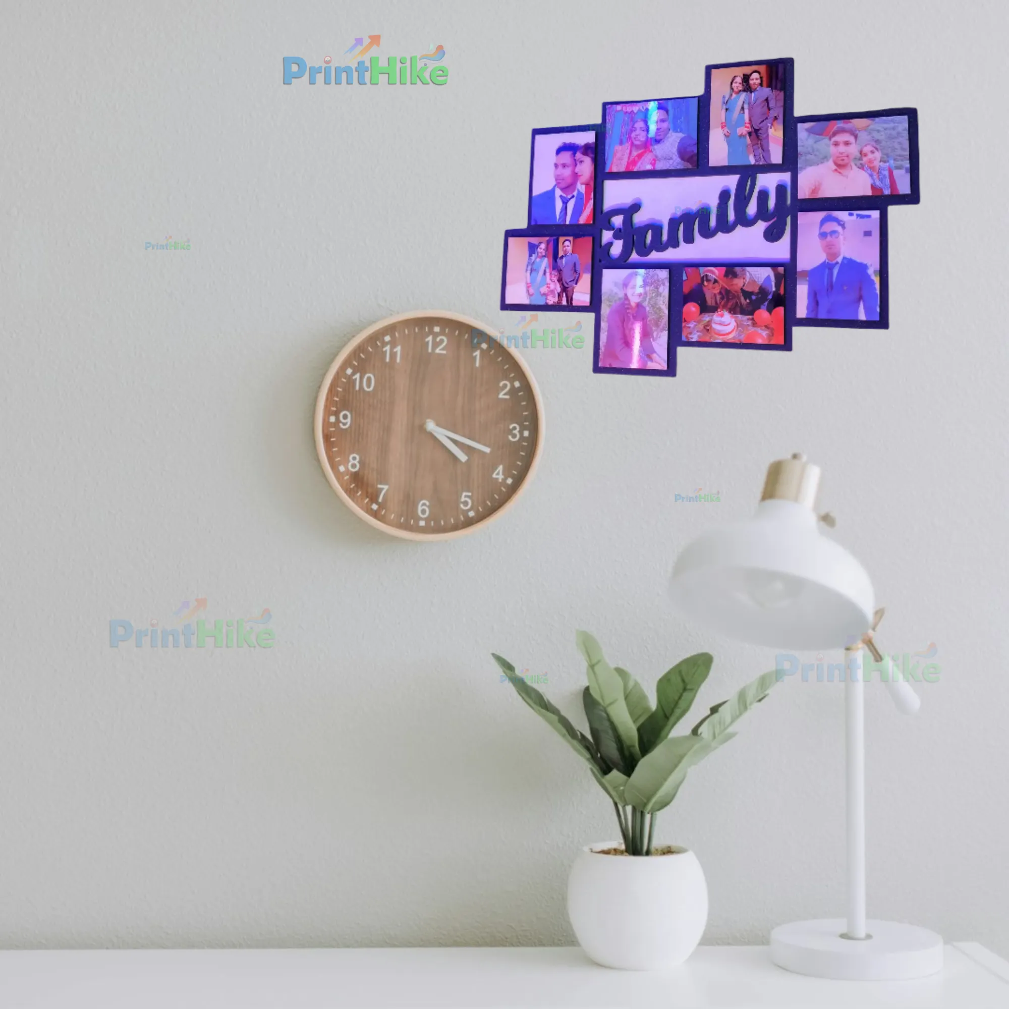 PrintHike 8 Photos Premium Collage Family Frame 12x16 inch