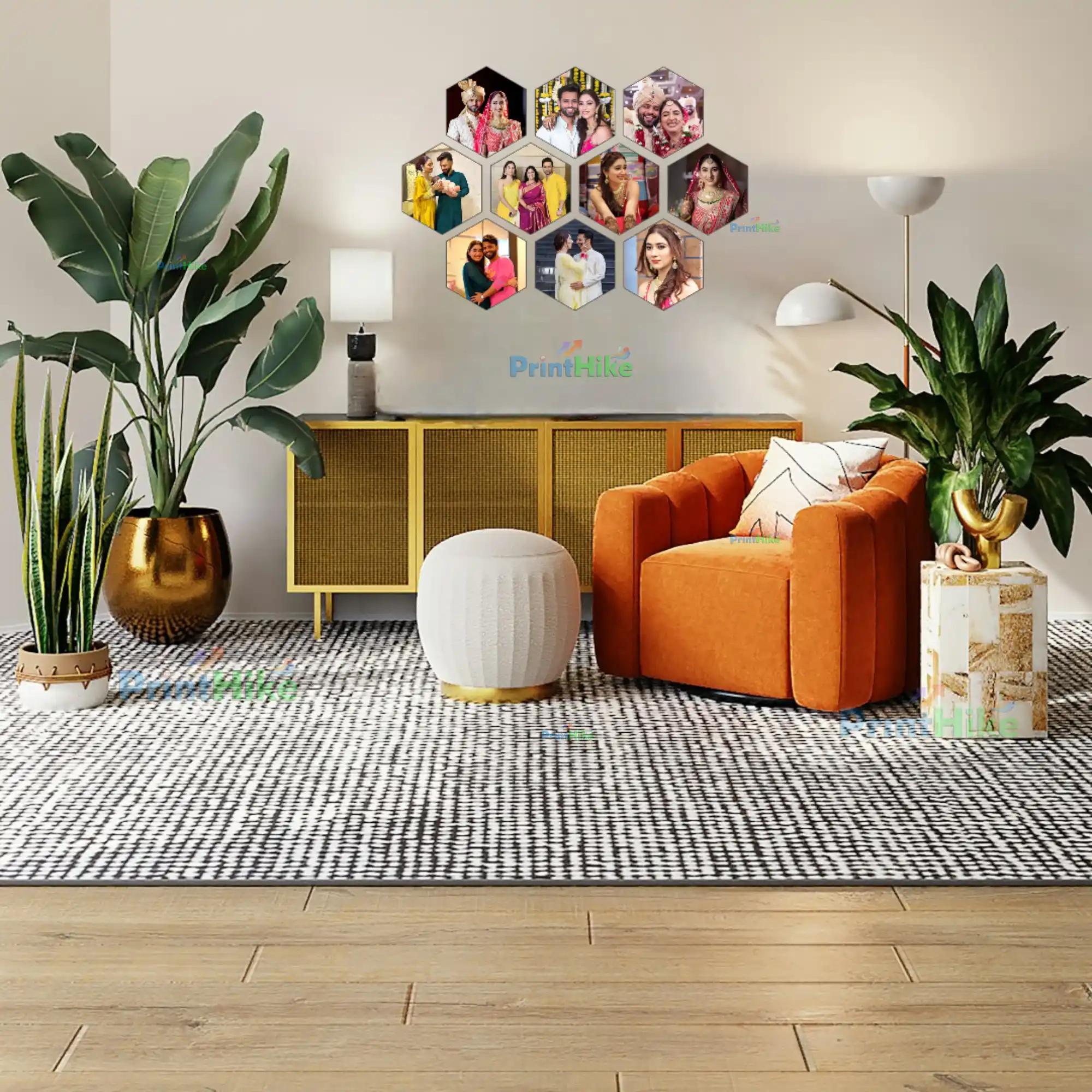 Hexagon Photo Collage Frame: 10 Personalized Photos, 12x16 MDF, Unique Decor - Image 3