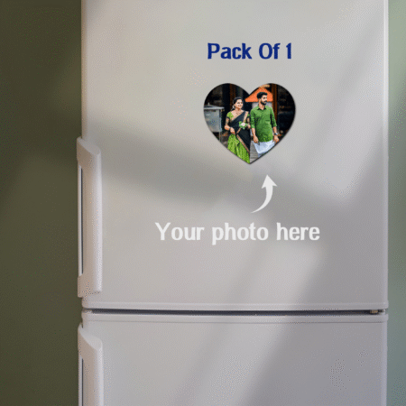 Custom Heart Shape Photo Fridge Magnet – Personalized MDF Magnetic Refrigerator Magnet for Couples & Gifting