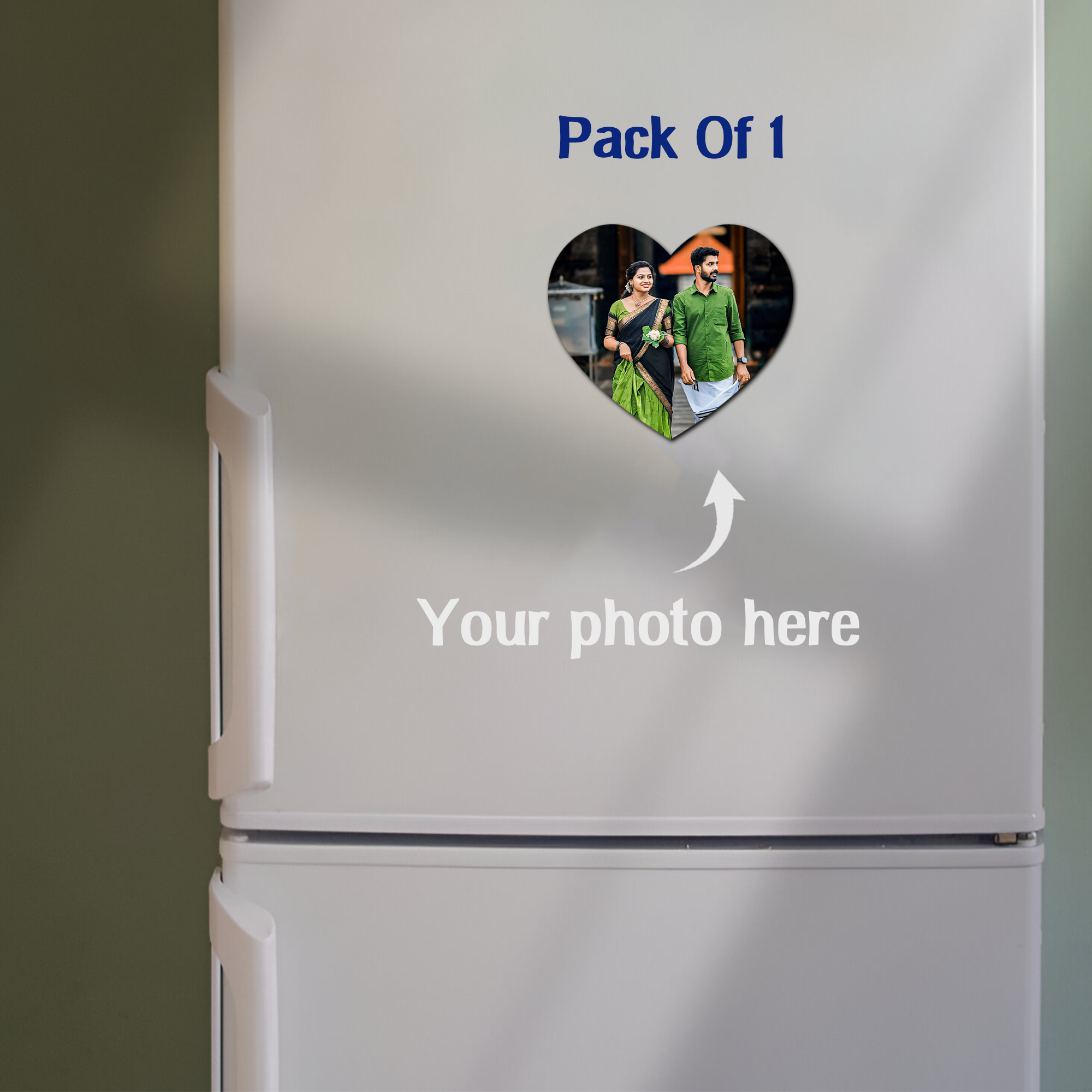 Custom Heart Shape Photo Fridge Magnet – Personalized MDF Magnetic Refrigerator Magnet for Couples & Gifting