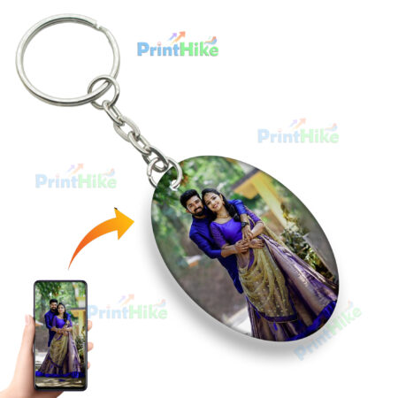 Customizable Oval Shape Keychain – Double-Sided Photo Print