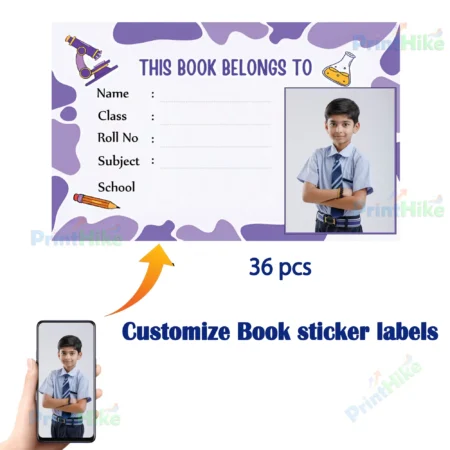 Customized Book Sticker Labels with Photo – Name Slip for School (36 pcs Glossy)