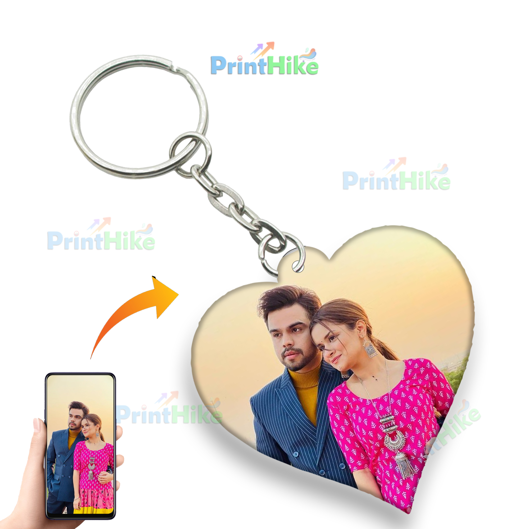 Personalized Heart Keychain with Both Side Printing | PrintHike